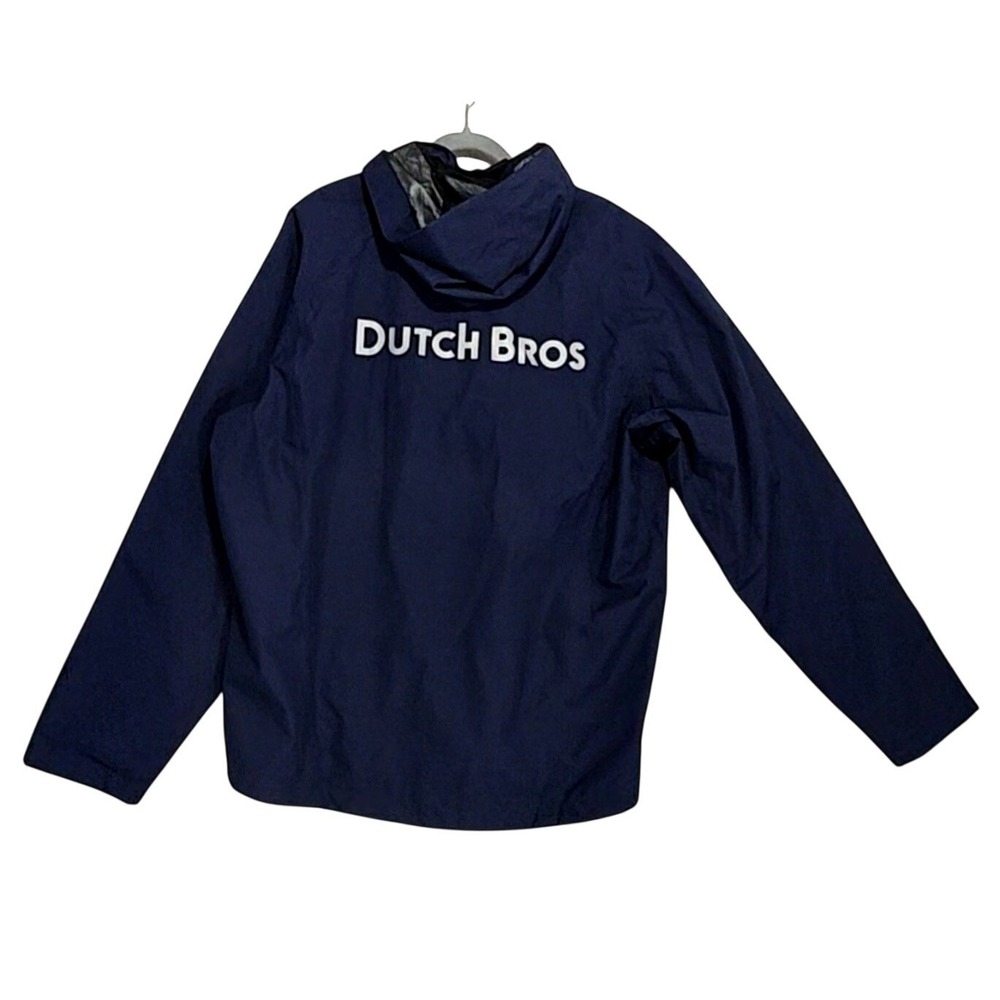 Dutch Brothers Jacket Mens XL NEW Raincoat Rain Windbreaker Logo Navy Blue Coat